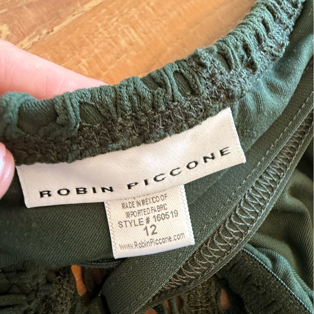 Robin Piccone Olive Crochet One-Piece - Picture 10 of 11